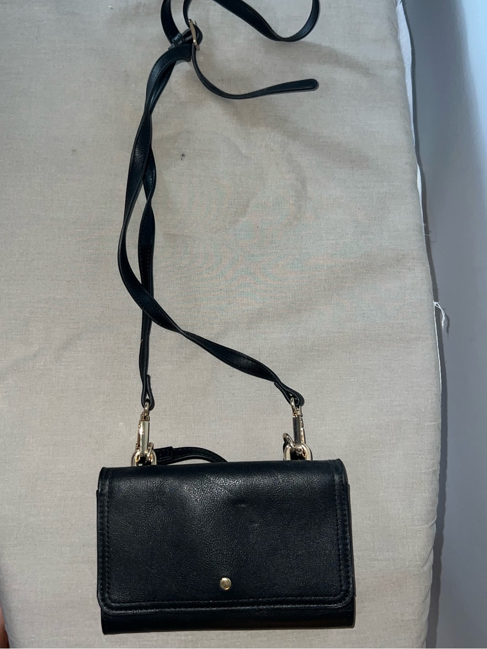 Sole Society Black Crossbody Wallet with Gold Hardware